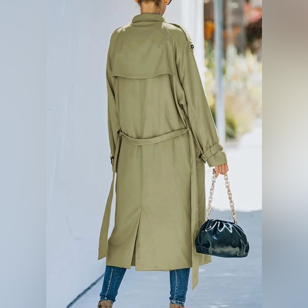 ✨ Olive Women's Khaki Trench Coat ✨ - Picture 2 of 5